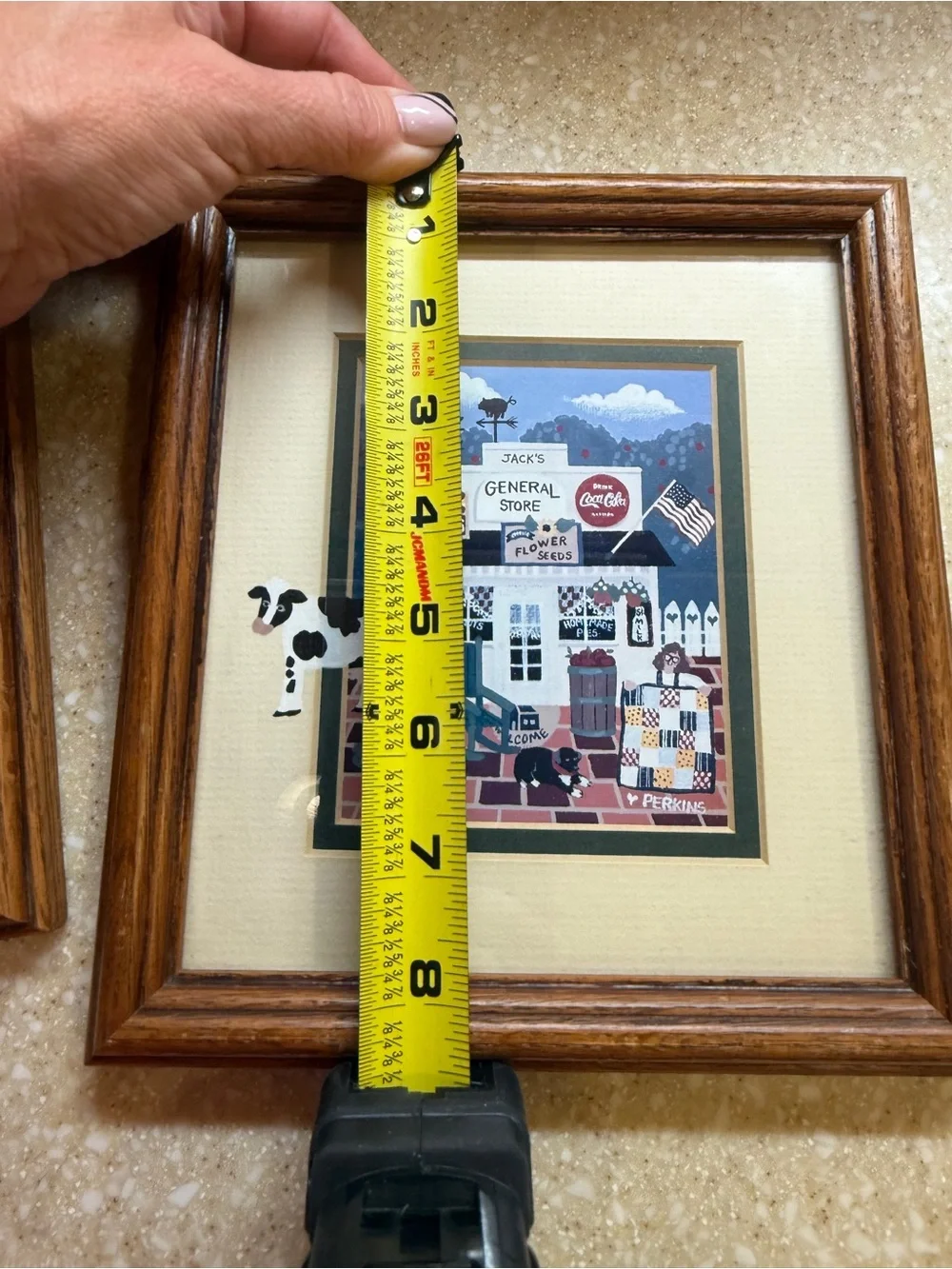 Vintage Donna Perkins Framed Country Farmhouse Print Set Cows Set of 3